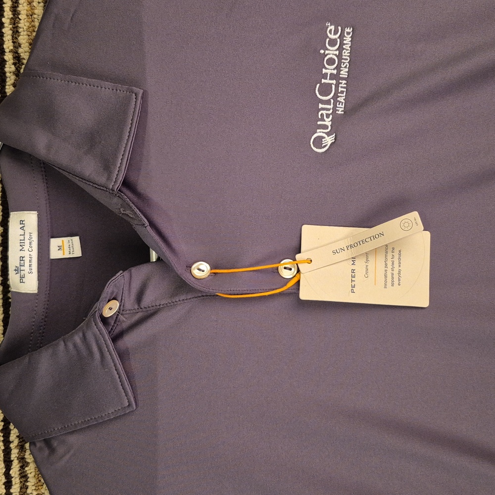 PETER MILLAR Summer Comfort Iron Silver Grey Embroidered M Mens Polo Shirt NEW‎